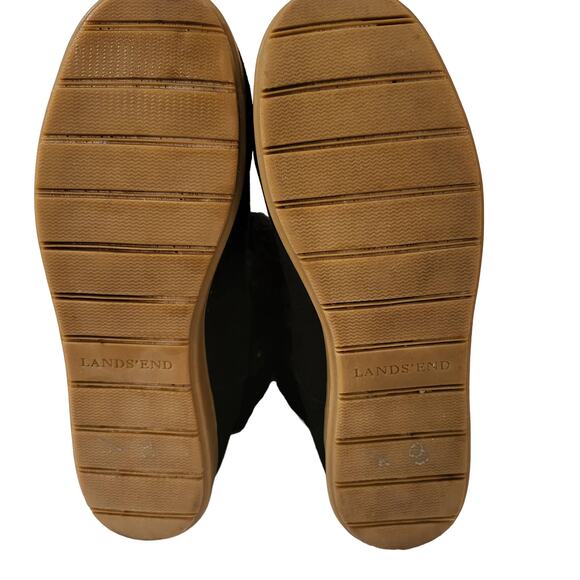 Lands End Women's Size 7 Leather Fur trimmed Fur lined Boots Warm fuzzy Comfy - Picture 5 of 7